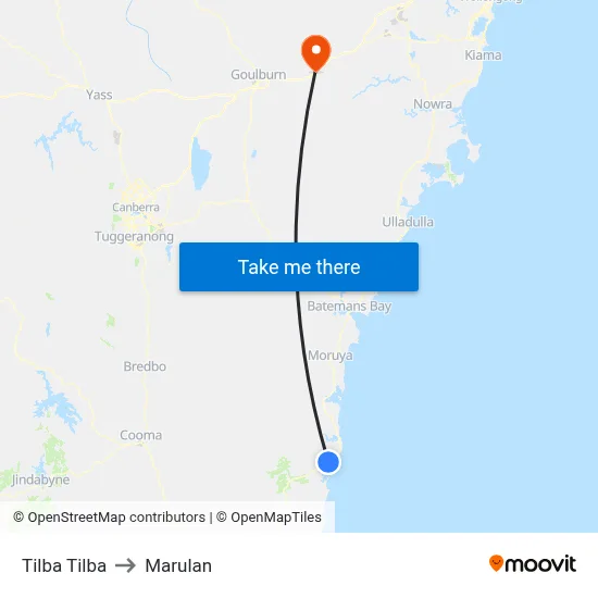 Tilba Tilba to Marulan map