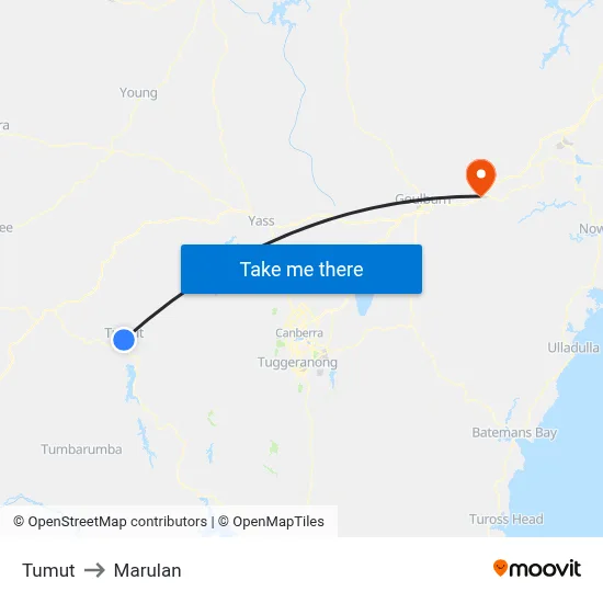 Tumut to Marulan map