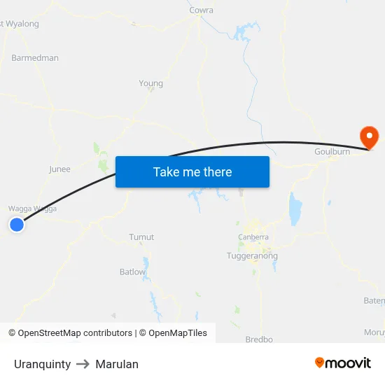 Uranquinty to Marulan map