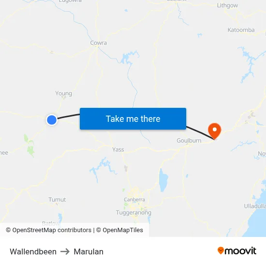 Wallendbeen to Marulan map