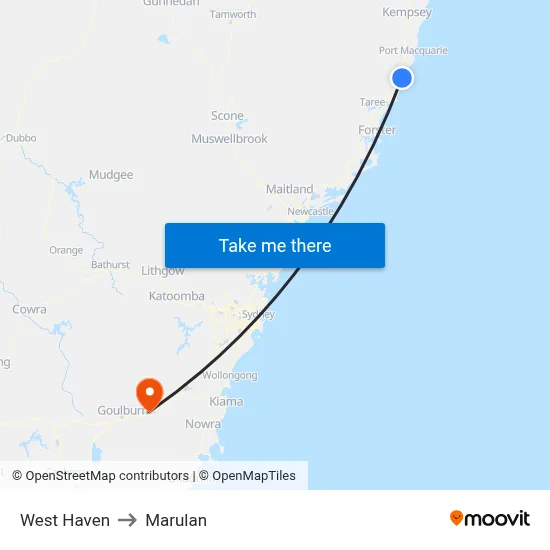 West Haven to Marulan map