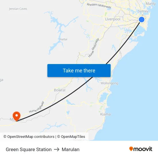 Green Square Station to Marulan map