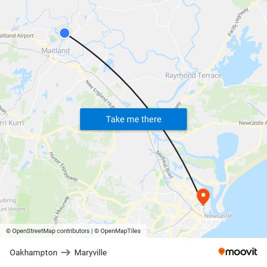 Oakhampton to Maryville map