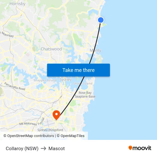 Collaroy (NSW) to Mascot map