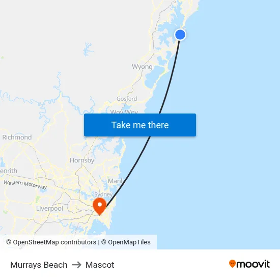 Murrays Beach to Mascot map