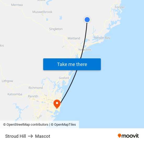 Stroud Hill to Mascot map