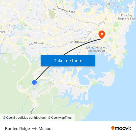 Barden Ridge to Mascot map