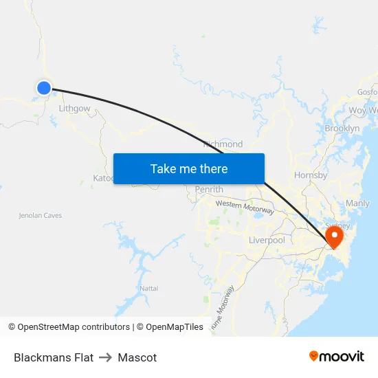 Blackmans Flat to Mascot map