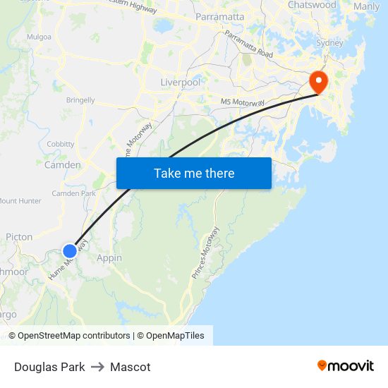 Douglas Park to Mascot map