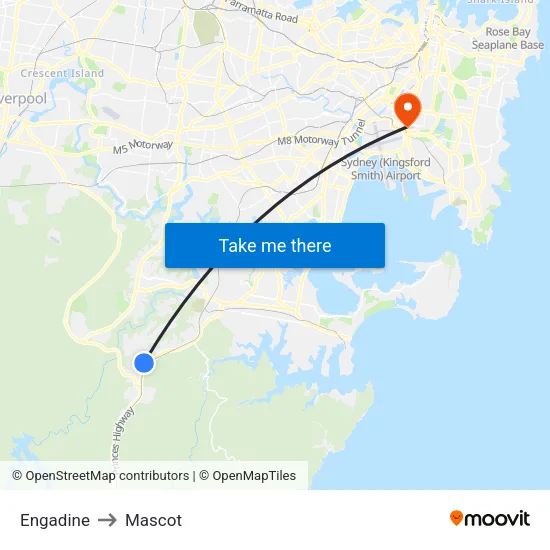 Engadine to Mascot map