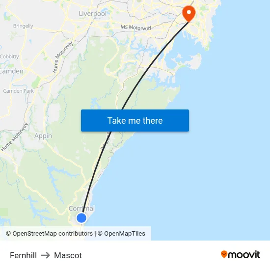 Fernhill to Mascot map