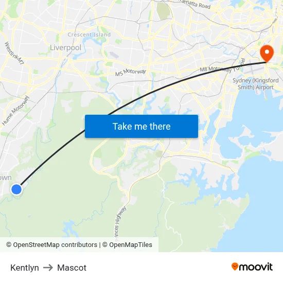 Kentlyn to Mascot map