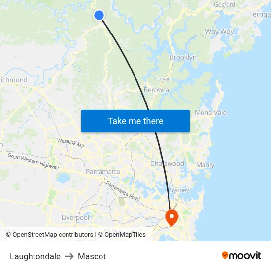 Laughtondale to Mascot map