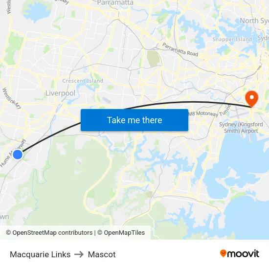 Macquarie Links to Mascot map