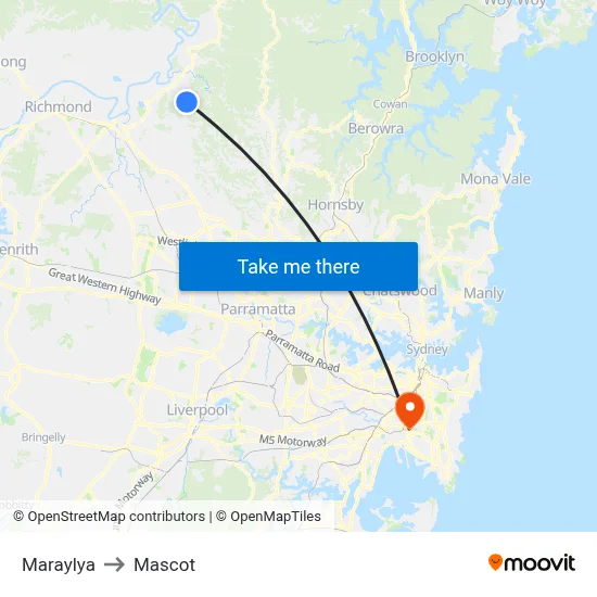 Maraylya to Mascot map