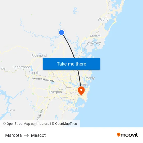 Maroota to Mascot map