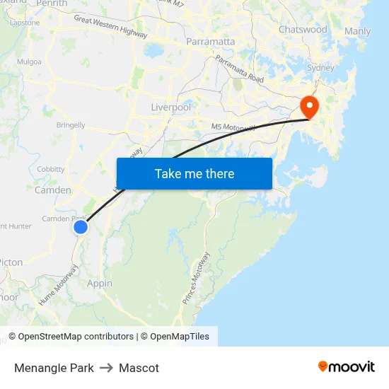 Menangle Park to Mascot map