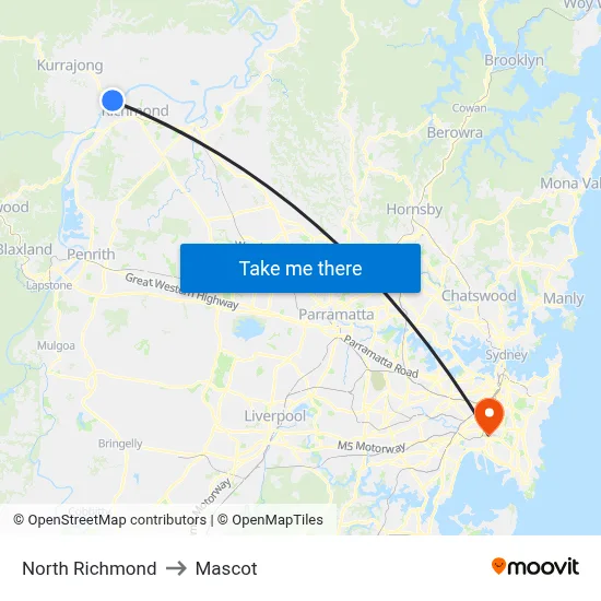 North Richmond to Mascot map