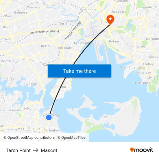 Taren Point to Mascot map