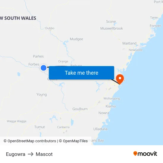 Eugowra to Mascot map