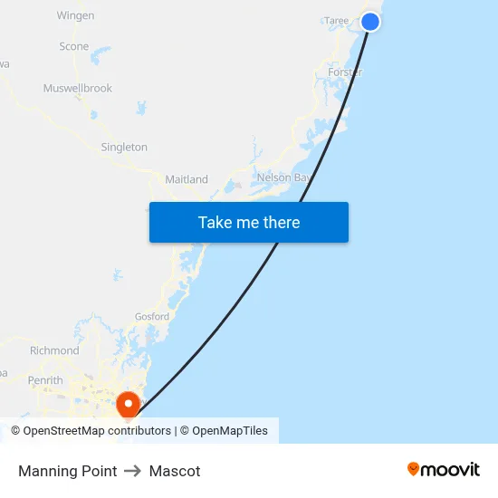 Manning Point to Mascot map