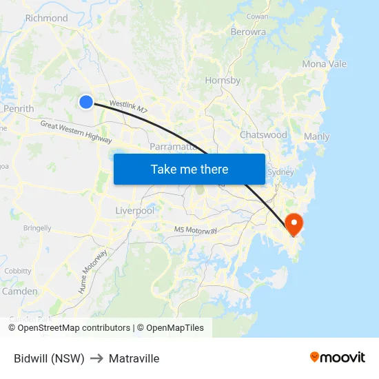 Bidwill (NSW) to Matraville map