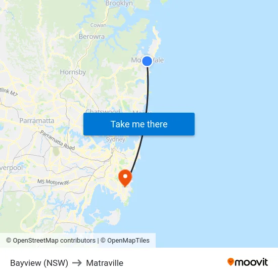 Bayview (NSW) to Matraville map