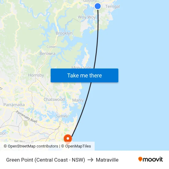 Green Point (Central Coast - NSW) to Matraville map