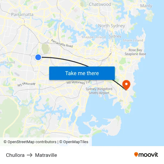 Chullora to Matraville map