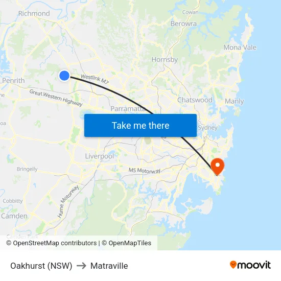 Oakhurst (NSW) to Matraville map