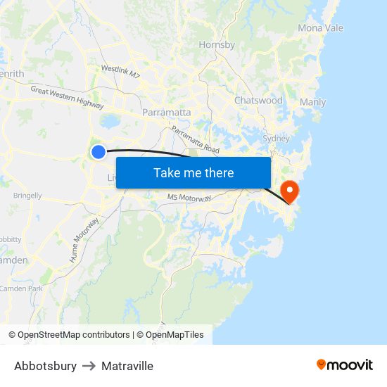 Abbotsbury to Matraville map