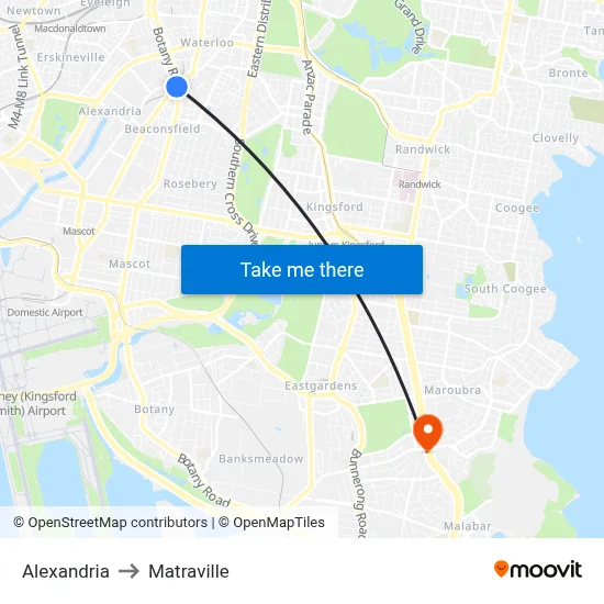 Alexandria to Matraville map