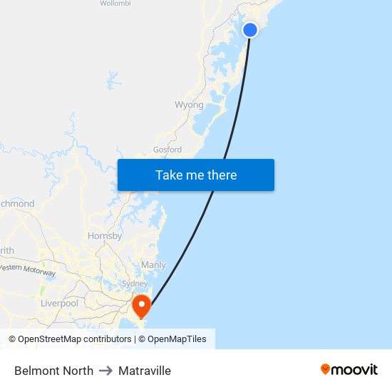 Belmont North to Matraville map