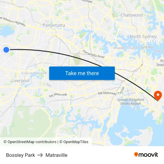 Bossley Park to Matraville map