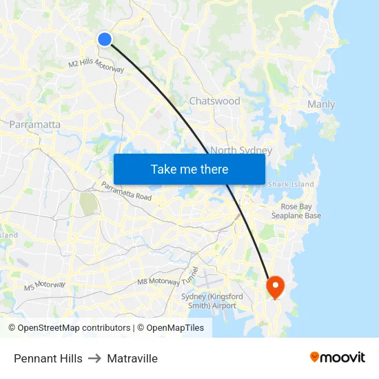 Pennant Hills to Matraville map