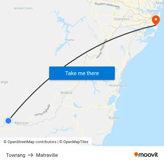 Towrang to Matraville map