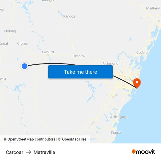 Carcoar to Matraville map