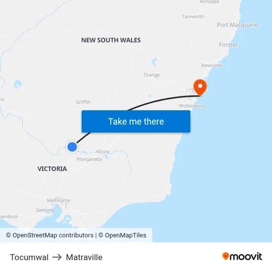 Tocumwal to Matraville map