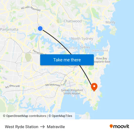 West Ryde Station to Matraville map