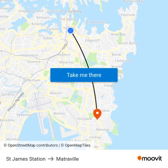 St James Station to Matraville map