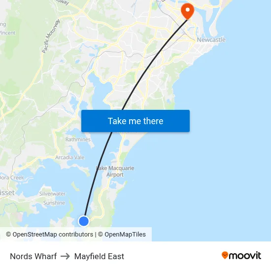 Nords Wharf to Mayfield East map