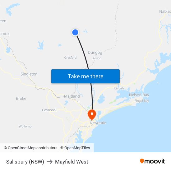 Salisbury (NSW) to Mayfield West map