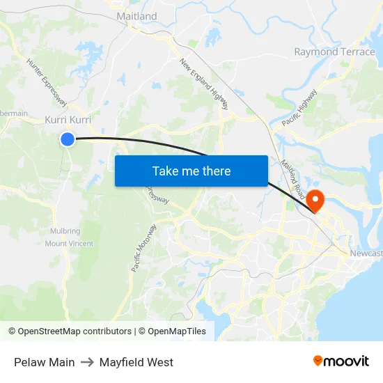 Pelaw Main to Mayfield West map