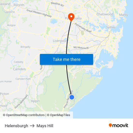 Helensburgh to Mays Hill map