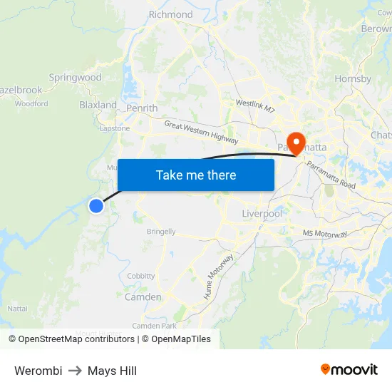Werombi to Mays Hill map