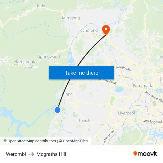 Werombi to Mcgraths Hill map