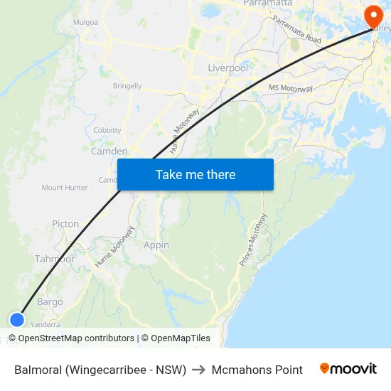 Balmoral (Wingecarribee - NSW) to Mcmahons Point map