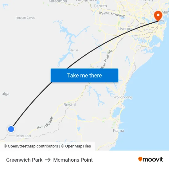 Greenwich Park to Mcmahons Point map
