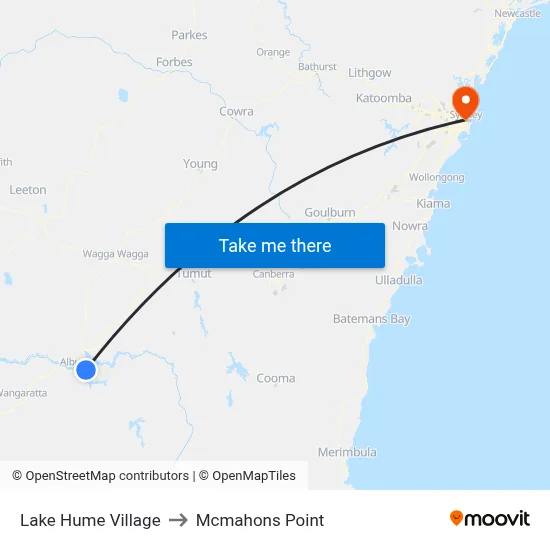 Lake Hume Village to Mcmahons Point map