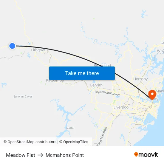 Meadow Flat to Mcmahons Point map